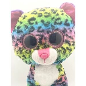 Ty Beanie Boo Dotty Rainbow Leopard‎ Plush TySilk Glitter Eyes